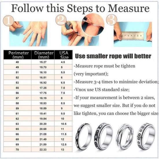 4Pcs Stainless Fidget Band Rings Spinner Rings For Women Mens Triple Interlocked Rolling Ring Celtic Stress Relieving Reduce Anxiety Size 7